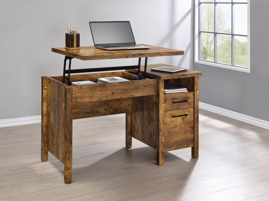 Delwin Lift Top Office Desk With File Cabinet Antique Nutmeg - 881240