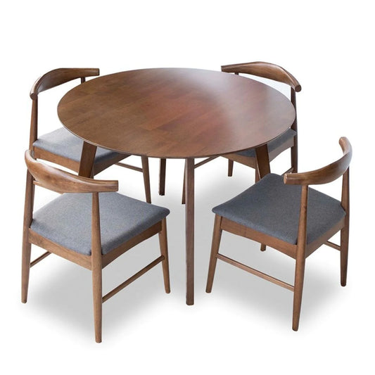 Aliana Dining Set with 4 Winston Gray Chairs (Walnut)
