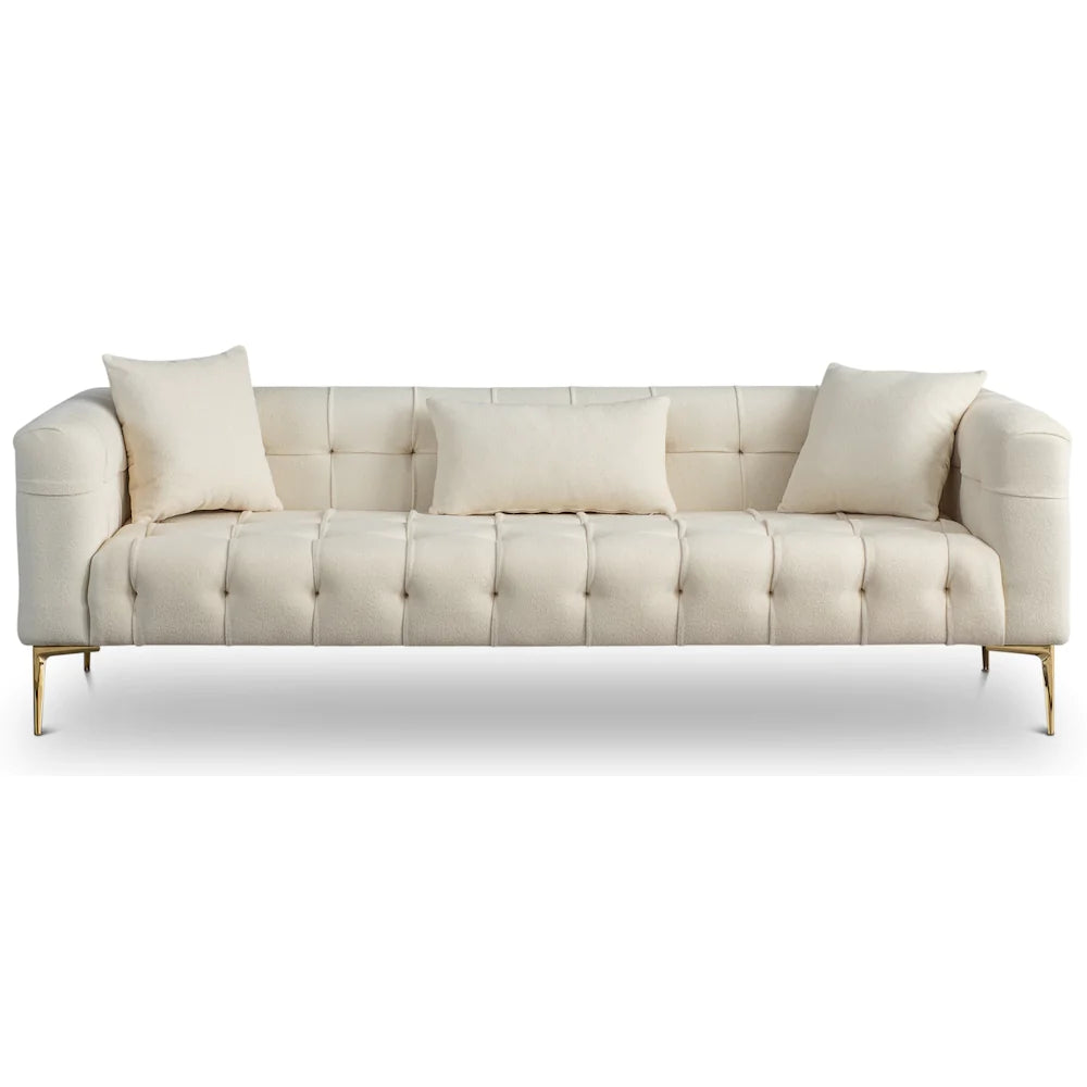 Uptown White Boucle Fabric Sofa