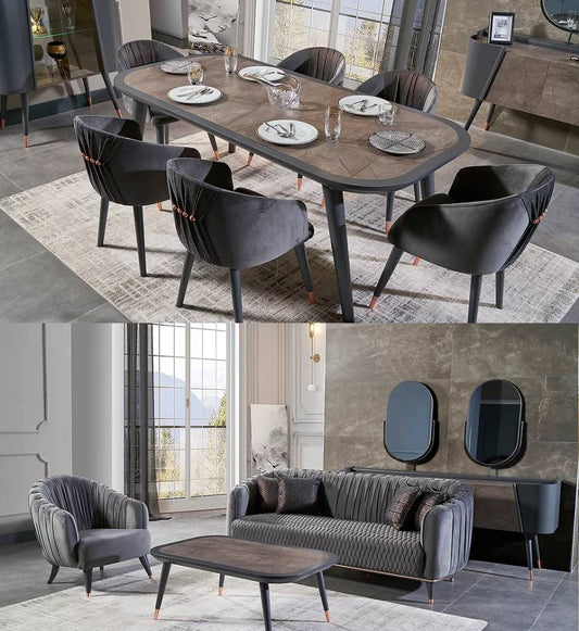 Sofa & Loveseat with Dining Set Atlas Collection ( FREE TV)