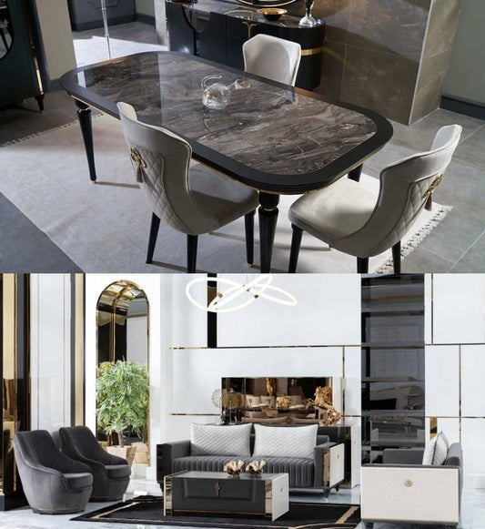 Sofa & Loveseat with Dining Set Diamond Collection ( FREE TV)