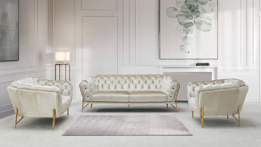 Divani Casa Stella - Transitional Beige Velvet Sofa Set