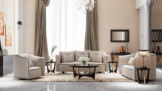 A&X Talin Modern Beige Fabric Sofa Set