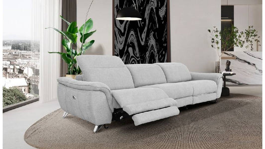 Divani Casa Paul - Contemporary Grey Fabric Sofa w/ Electric Recliners