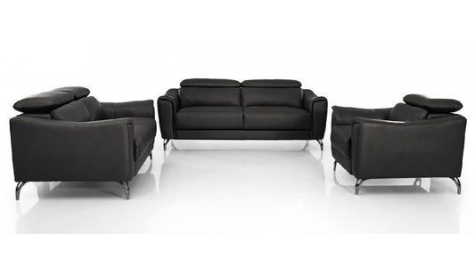Divani Casa Danis - Modern Black Leather Sofa Set