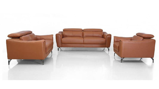 Divani Casa Danis - Modern Cognac Leather Brown Sofa Set