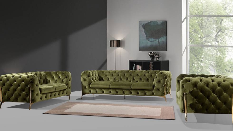 Divani Casa Sheila Modern Green Fabric Sofa Set