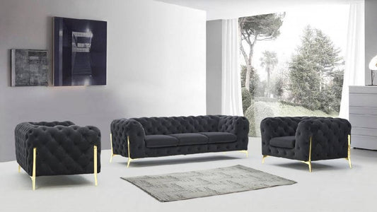 Divani Casa Sheila - Modern Dark Grey Fabric Sofa Set