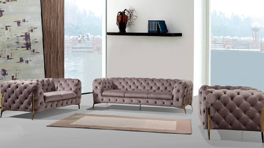 Divani Casa Sheila Modern Silver Fabric Sofa Set
