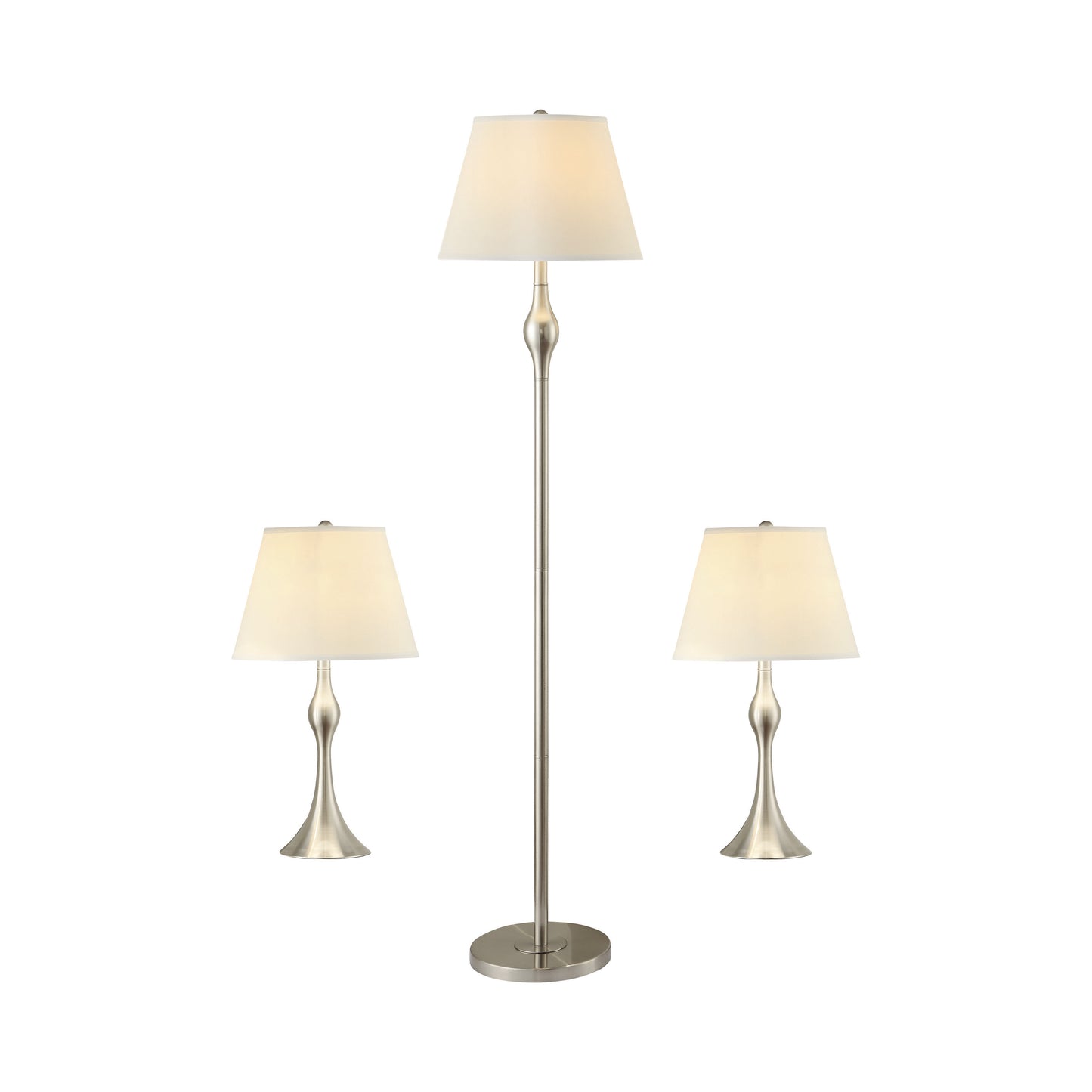 3-Piece Slender Lamp Set Brushed Nickel - 901235