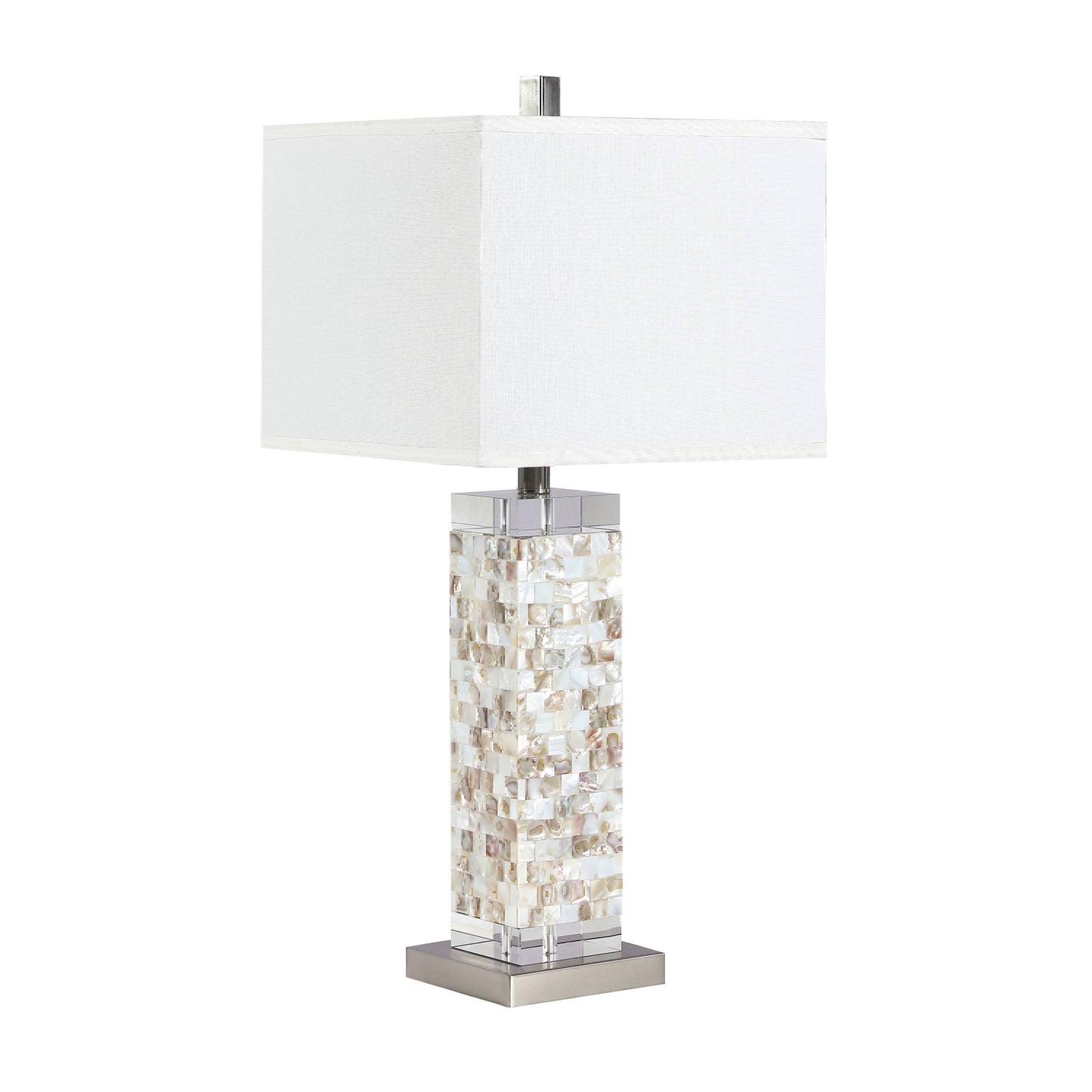 Square Shade Table Lamp With Crystal Base White And Silver - 923281