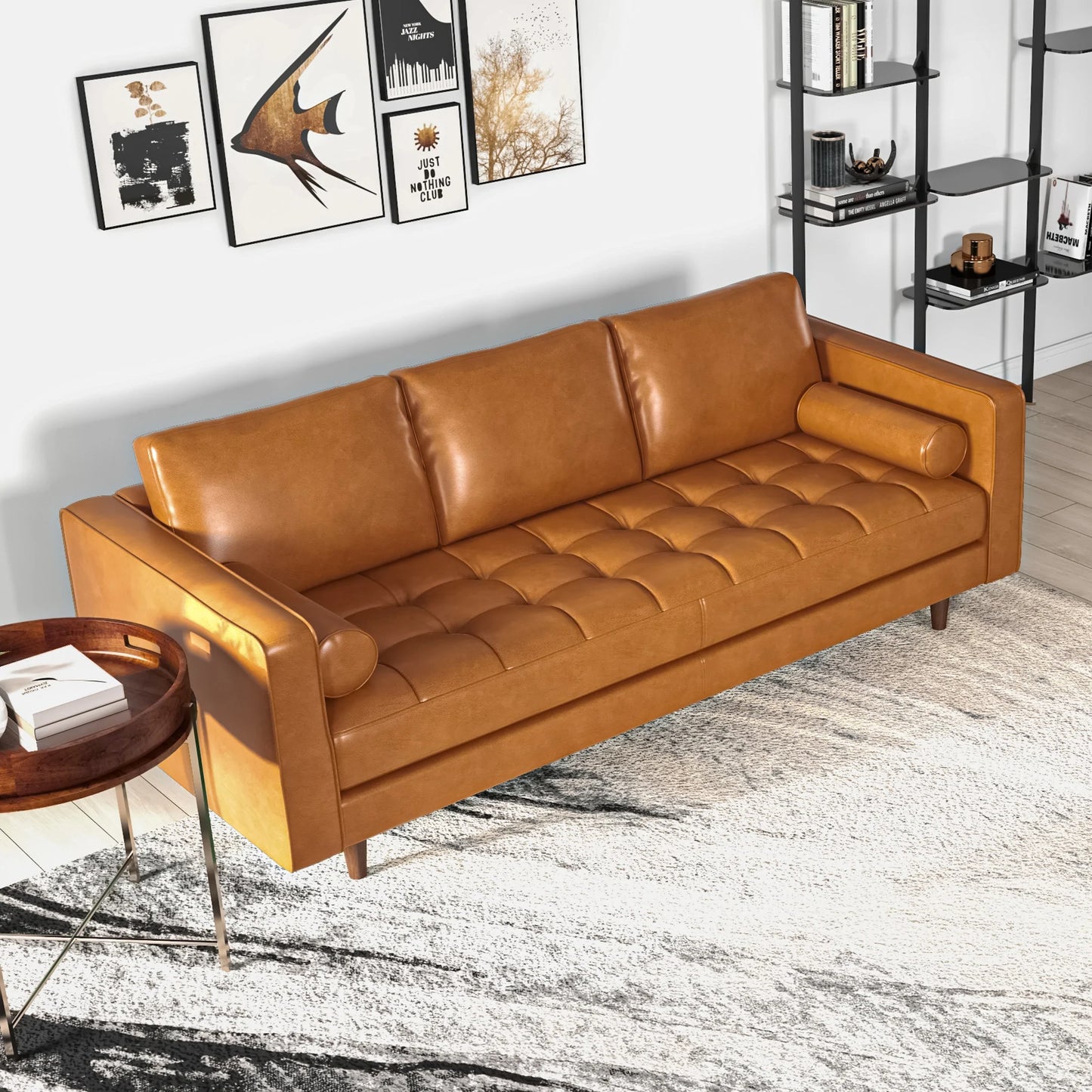 Tessa Leather Sofa (Tan Leather)