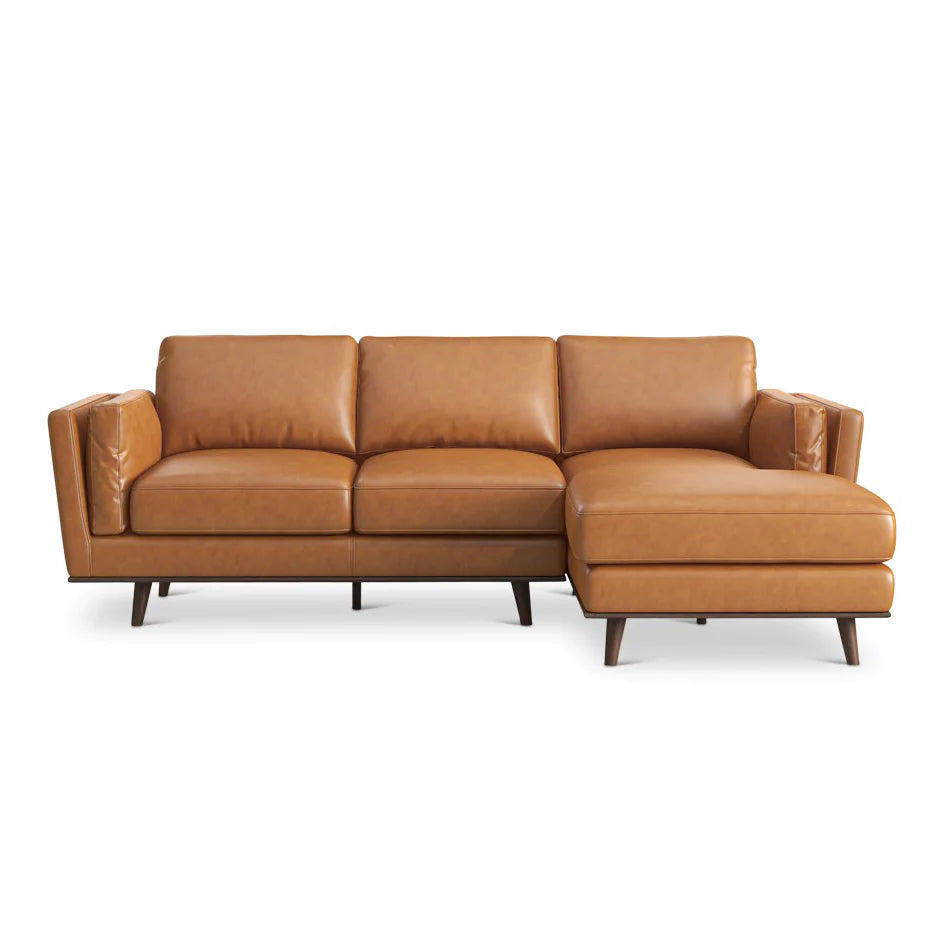 Ferre Leather Sectional (Right Facing Chaise)