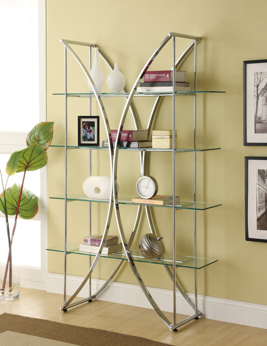4-Tier Bookcase Chrome And Clear - 910050