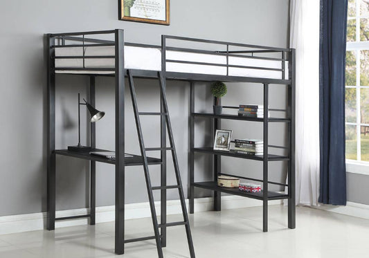 Hadley Twin Workstation Loft Bed Gunmetal - 400961T