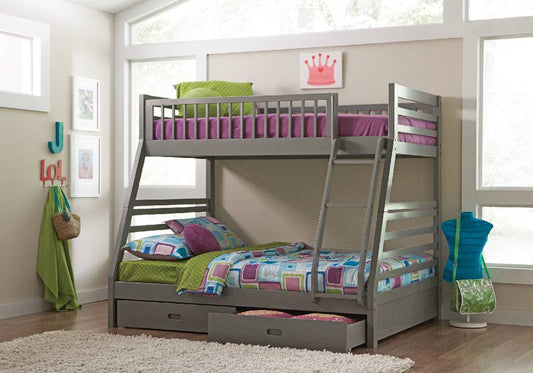 Ashton Twin Over Full Bunk 2-Drawer Bed Grey - 460182