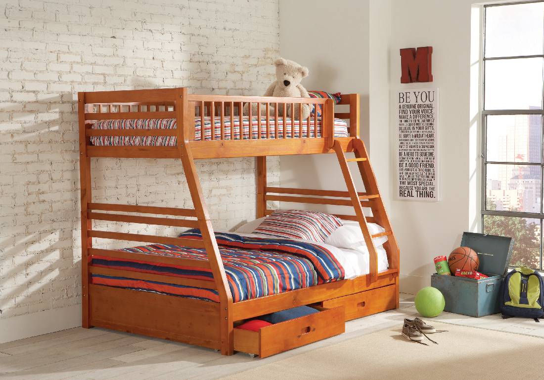 Ashton Twin Over Full 2-Drawer Bunk Bed Honey - 460183