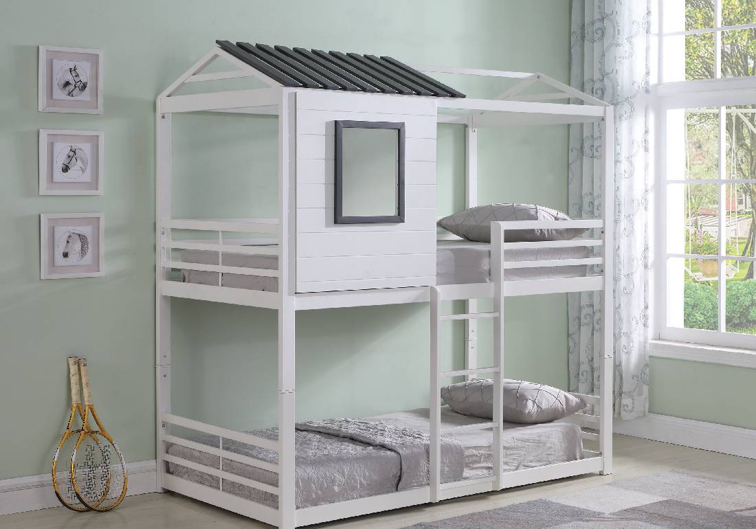 Belton House-Themed Twin Over Twin Bunk Bed White - 461161