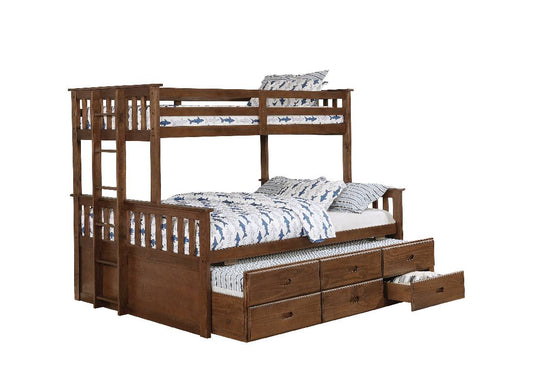 Atkin Twin Extra Long Over Queen 3-Drawer Bunk Bed Weathered Walnut - 461147