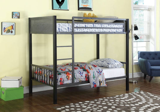 Meyers Twin Over Twin Metal Bunk Bed Black And Gunmetal - 460390