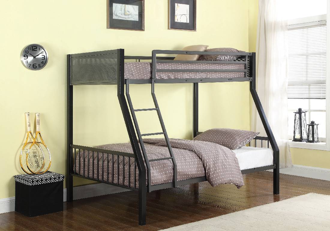 Meyers Twin Over Full Metal Bunk Bed Black And Gunmetal - 460391