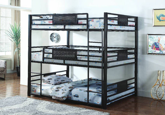 Rogen Full Triple Bunk Bed Dark Bronze Collection: Rogen - 460394F
