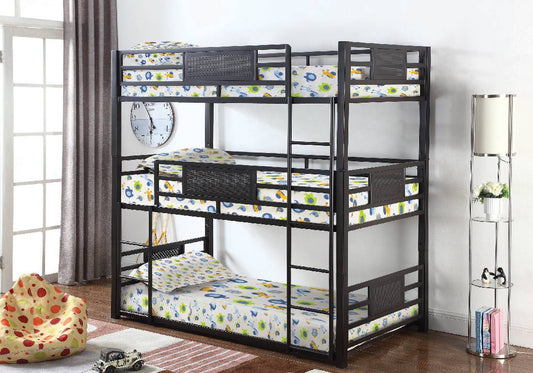 Rogen Twin Triple Bunk Bed Dark Bronze  - 460394T