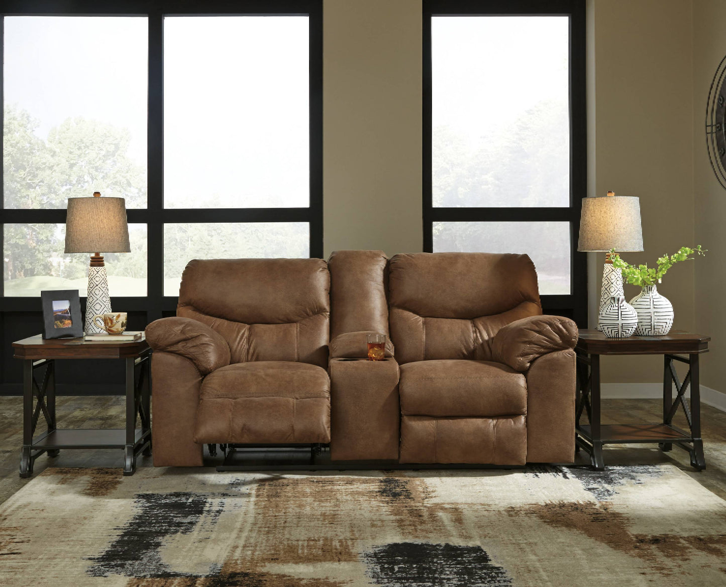 Boxberg Bark Reclining Loveseat with Console | 3380294