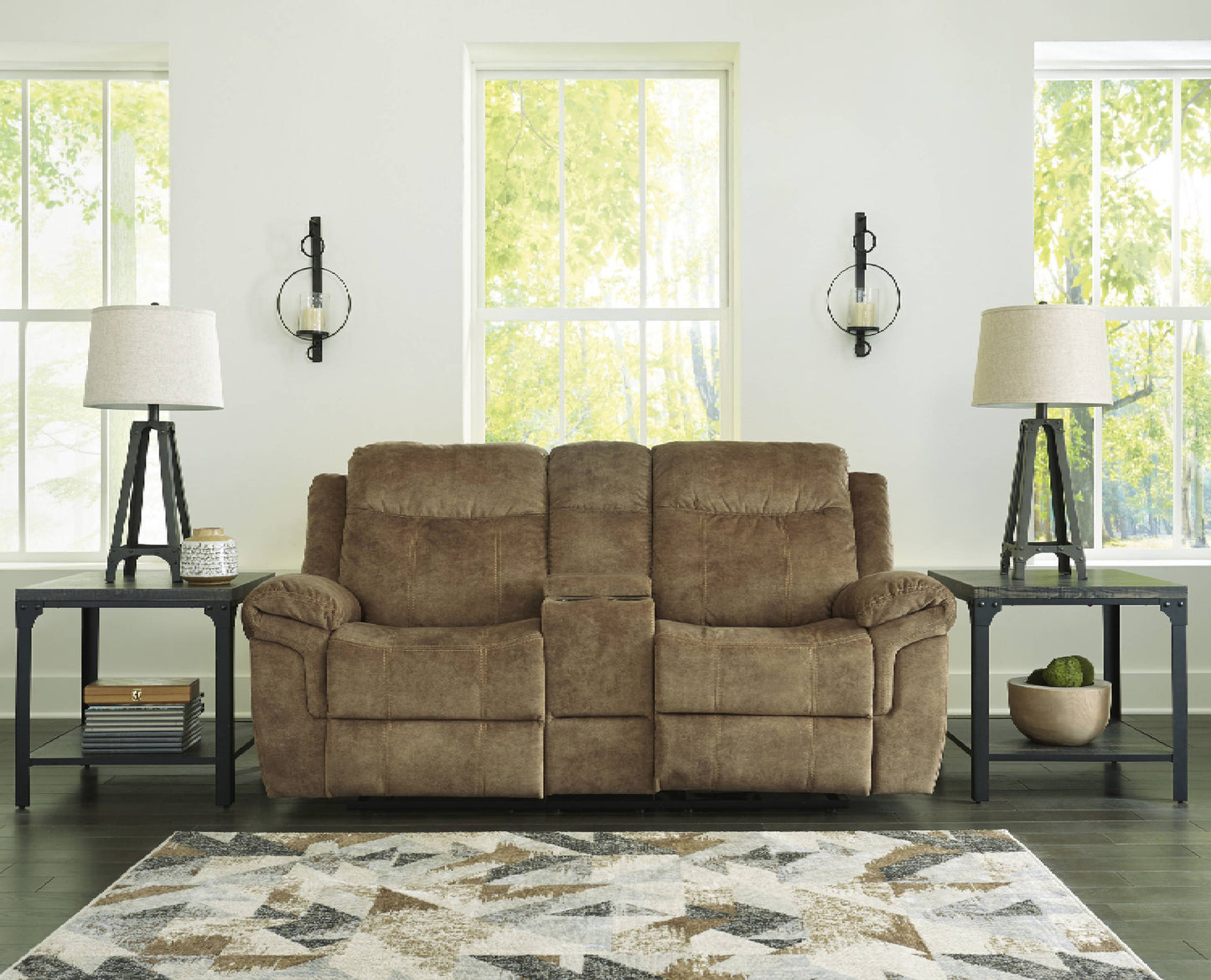 Huddle-Up Nutmeg Glider Reclining Loveseat with Console | 8230494