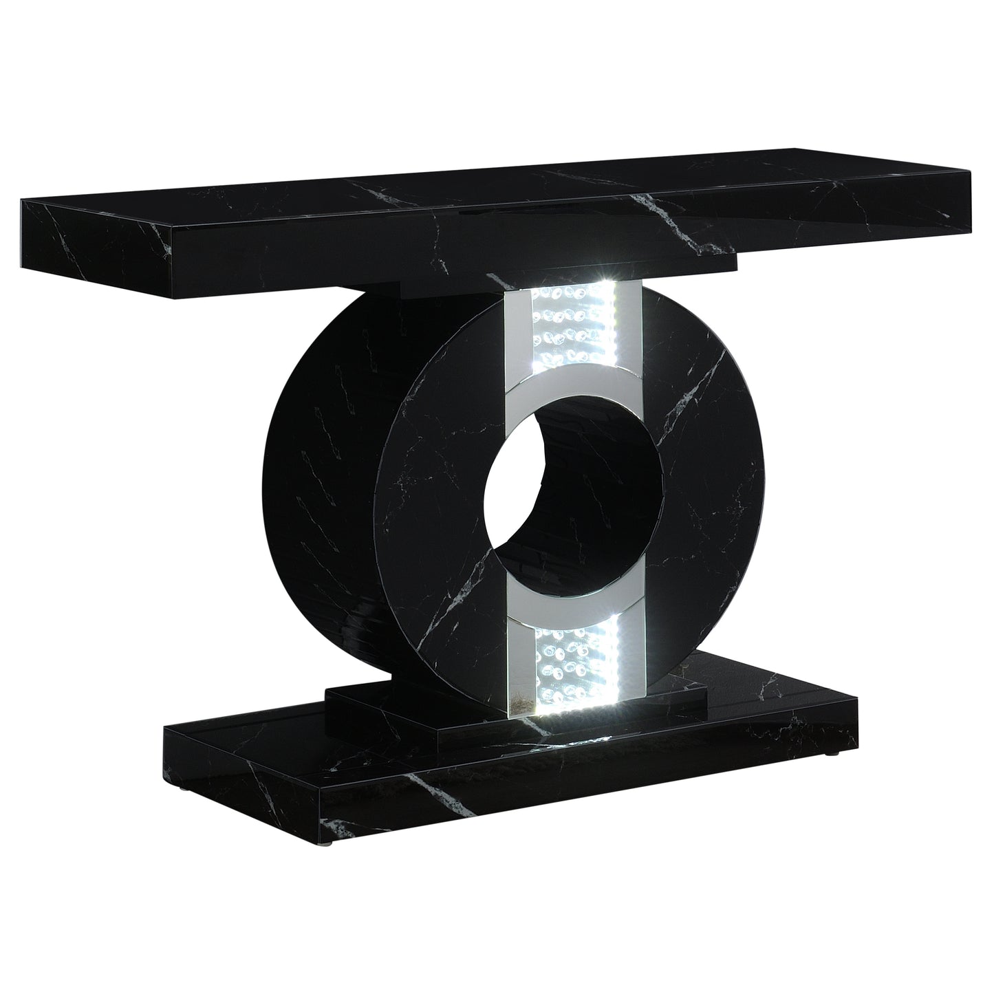 Geometric Console Table With LED Lighting Black - 953480