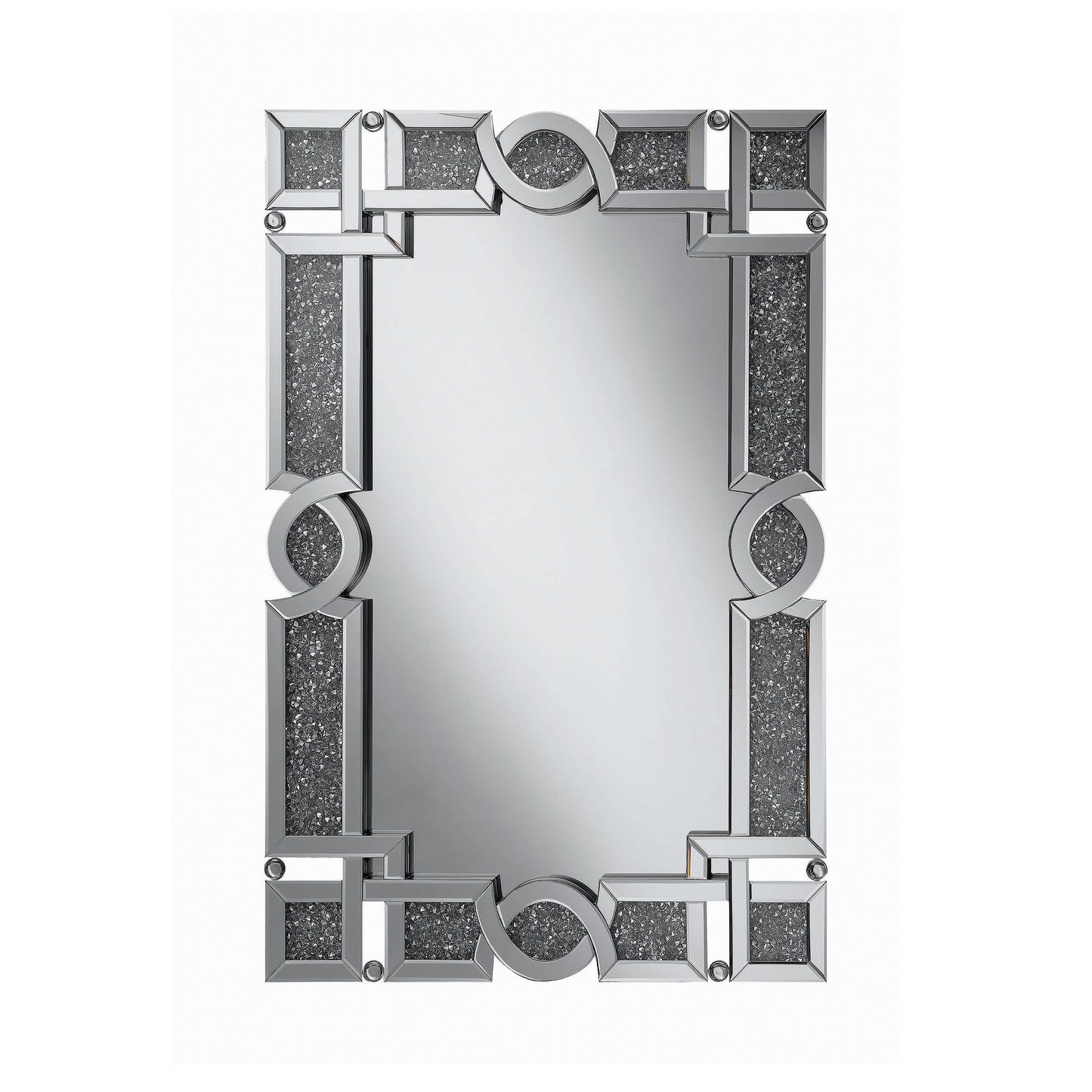 Interlocking Wall Mirror With Iridescent Panels And Beads Silver - 961444