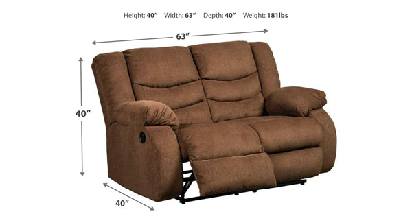 Tulen Chocolate Reclining Loveseat | 9860586