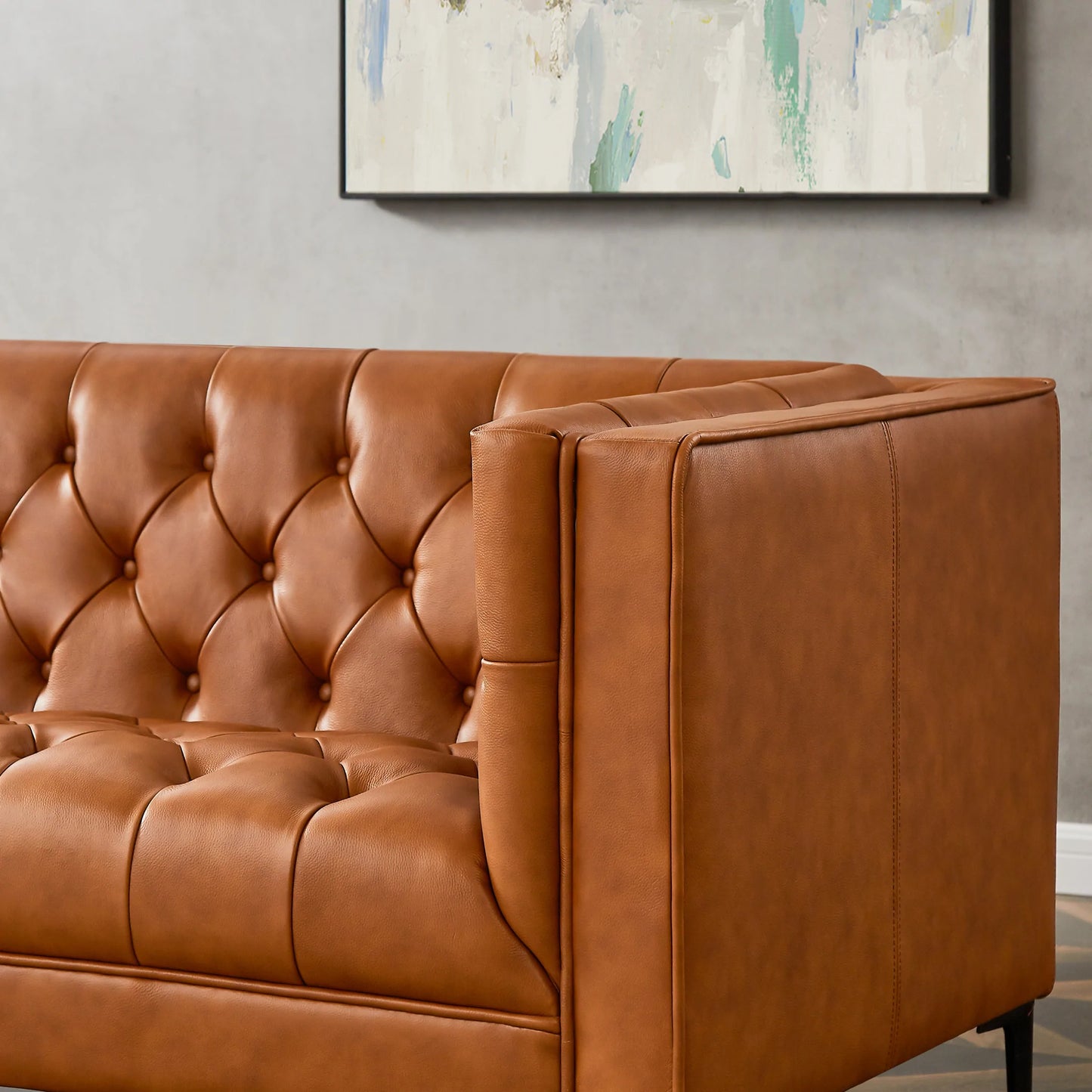 Houston Modern Sofa (Cognac Leather)
