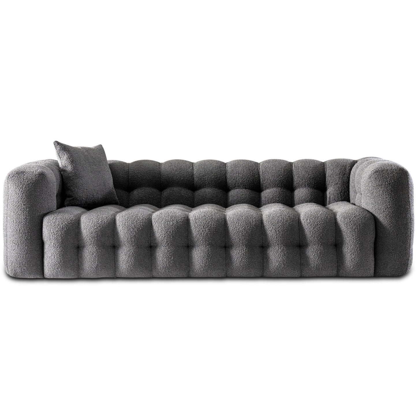 Puffydik Sofa Luxury Modern Chesterfield Boucle in Dark Gray