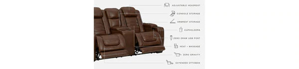 Backtrack Chocolate Power Reclining Loveseat with Console | U2800418