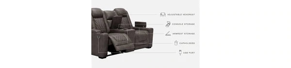 HyllMont Gray Power Reclining Loveseat with Console | 9300318