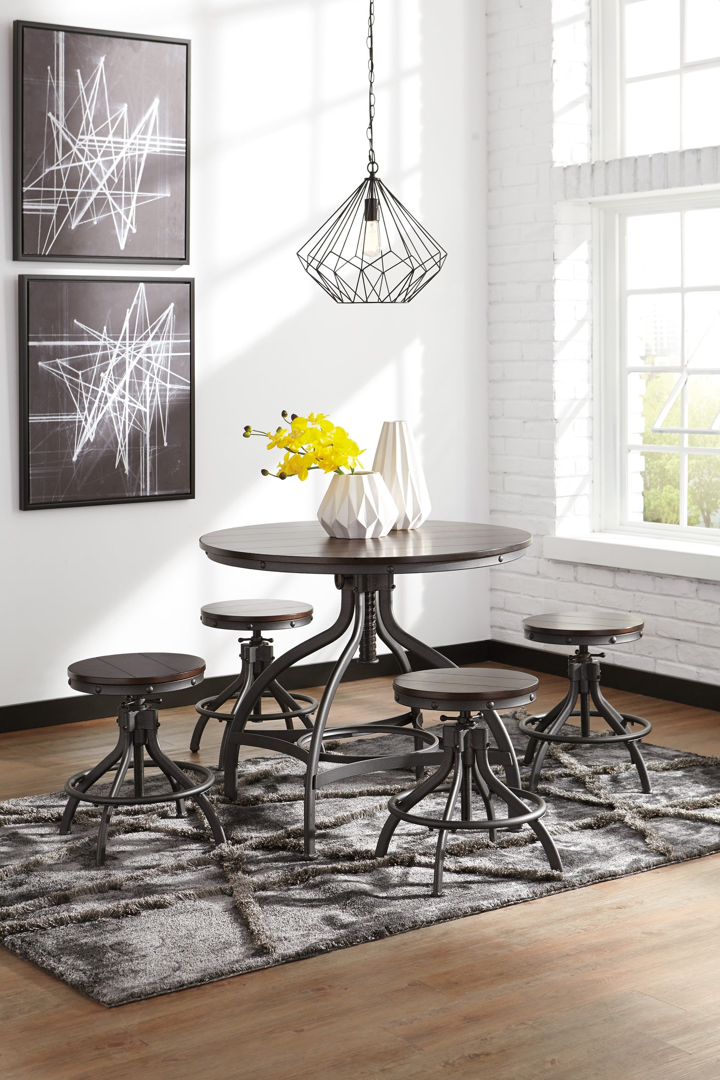 Odium Brown Counter Height Dining Table and Bar Stools (Set of 5) | D284-223