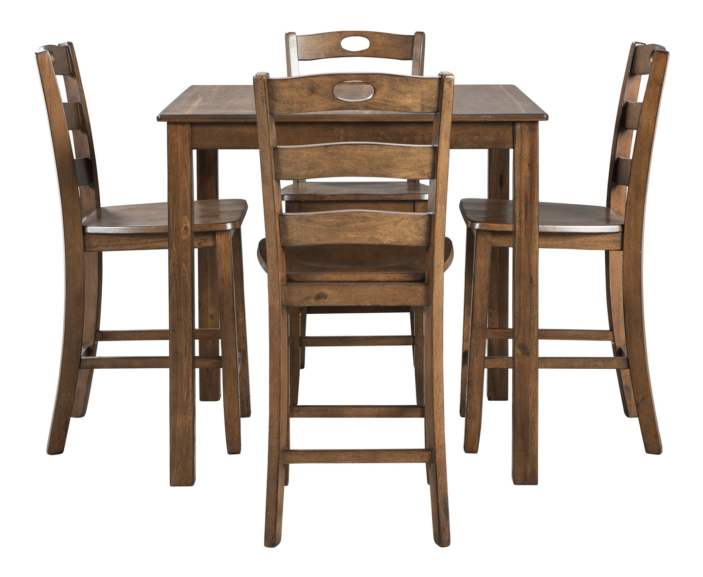 Hazelteen Medium Brown Counter Height Dining Table and Bar Stools (Set of 5) | D419-223