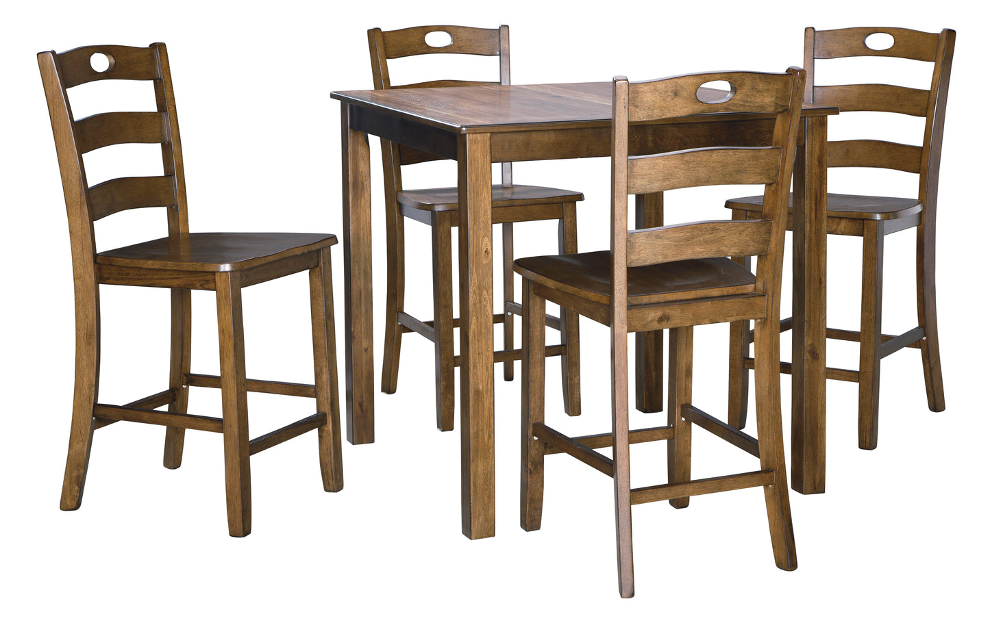 Hazelteen Medium Brown Counter Height Dining Table and Bar Stools (Set of 5) | D419-223