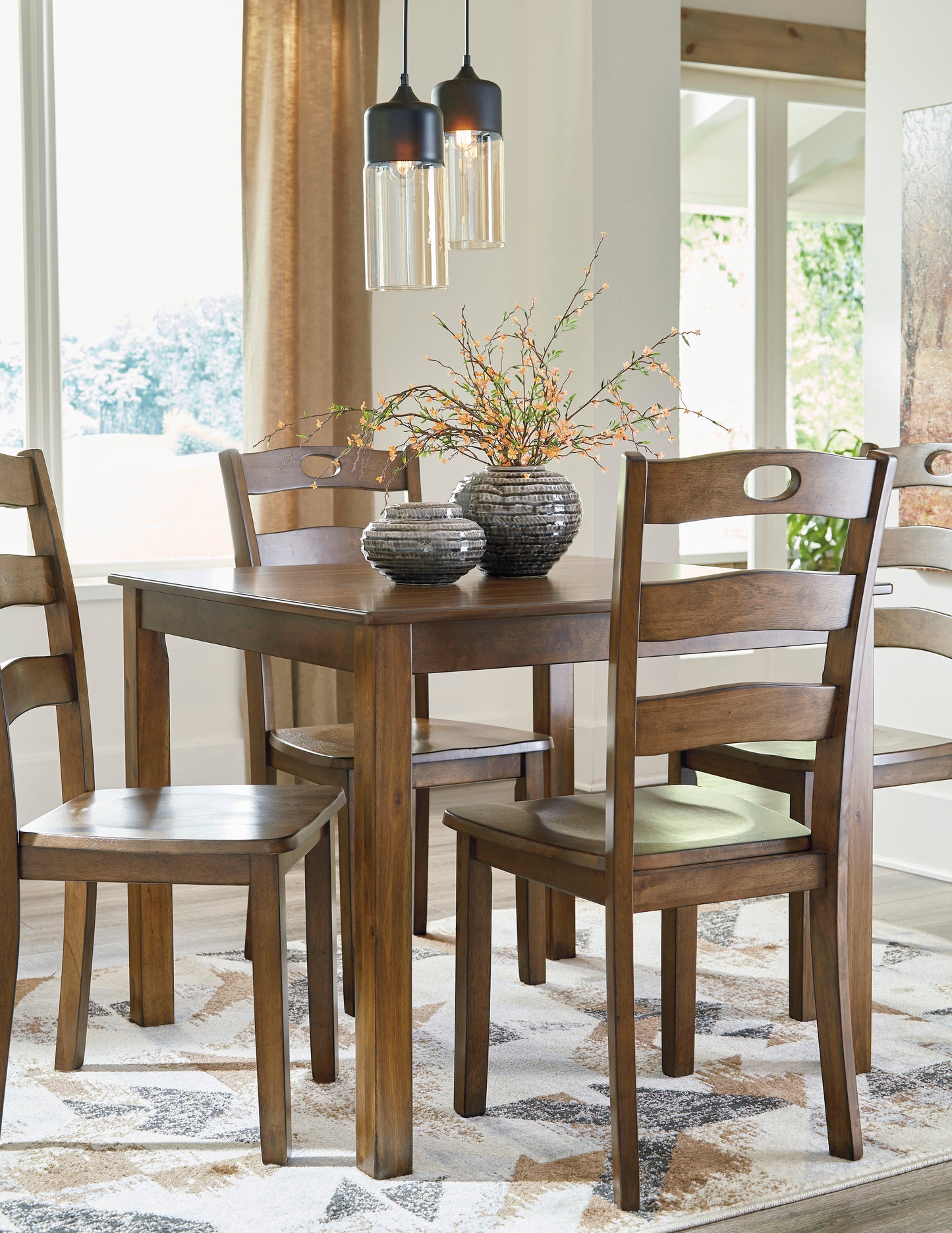Hazelteen Medium Brown Dining Table and Chairs (Set of 5) | D419-225