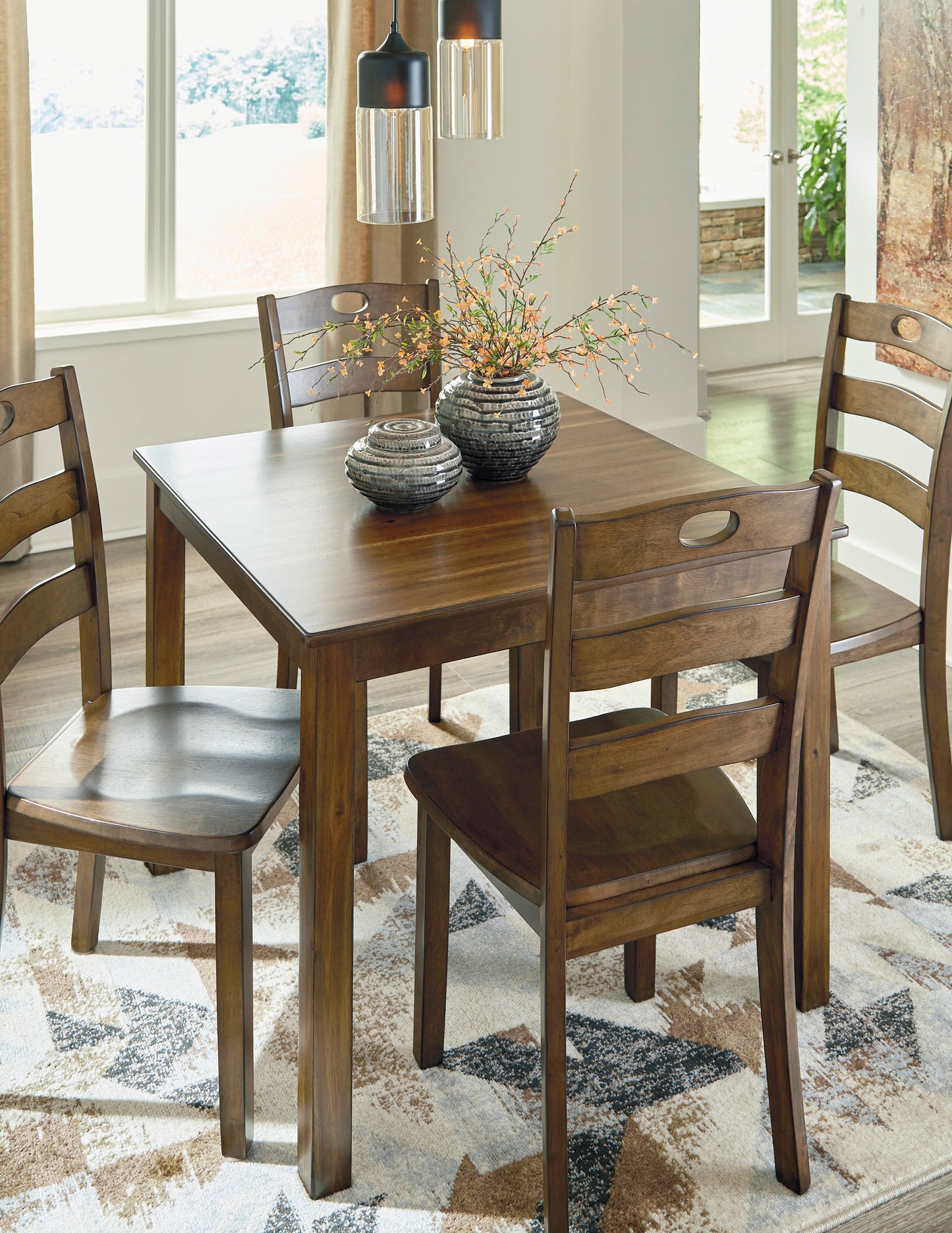 Hazelteen Medium Brown Dining Table and Chairs (Set of 5) | D419-225