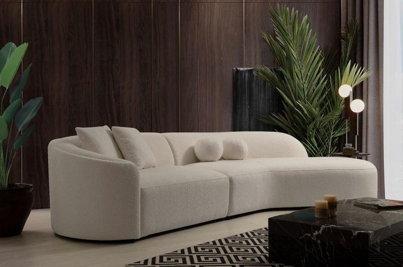 Cloe Ivory Boucle Curved Sectional