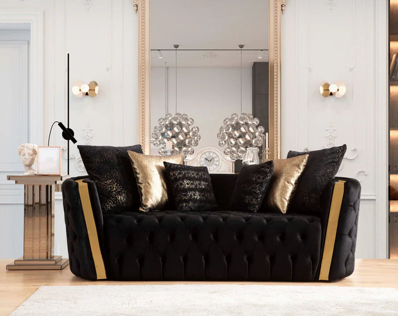 Fanci Black Velvet Sofa & Loveseat