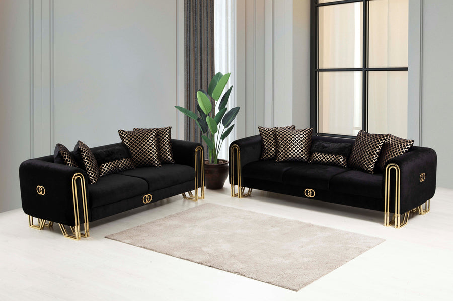Milano Sofa & Love Set - Babyface Upholstery - Black