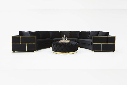 Divani Casa - Ritner Modern Black Velvet Curved Sectional Sofa