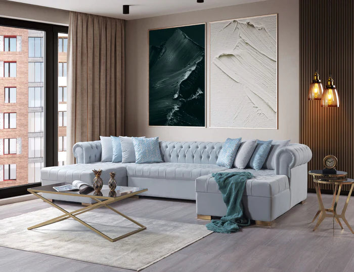 Lauren Pearl Velvet Double Chaise Sectional [ETA: 4/10]