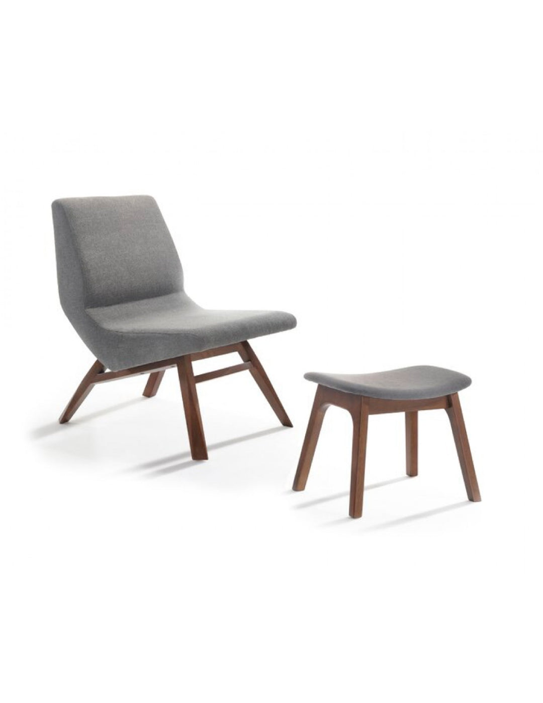 Modrest Whitney Modern Grey & Walnut Accent Chair & Ottoman