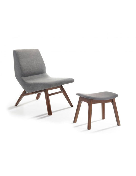 Modrest Whitney Modern Grey & Walnut Accent Chair & Ottoman