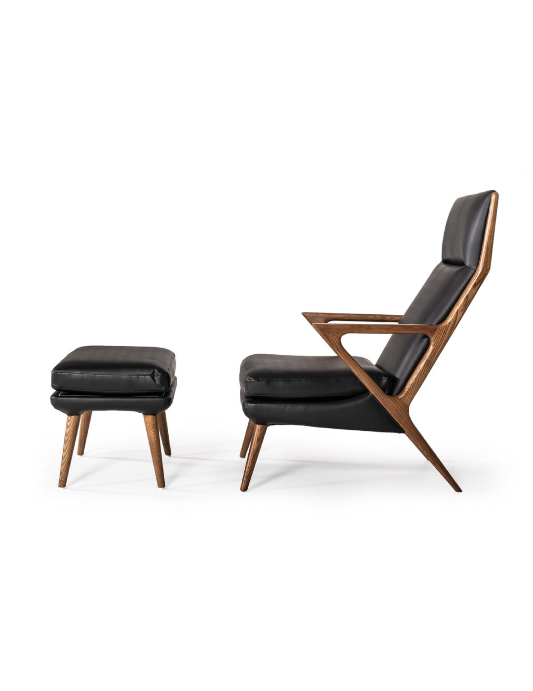 Modrest Fulton Modern Black Lounge Chair & Ottoman