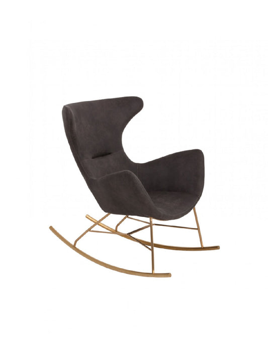 Modrest Cassidy Modern Dark Grey & Gold Rocking Chair